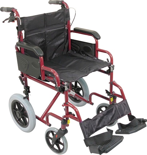 Fauteuil roulant de transfert Deluxe en acier à pousser