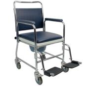 Chaise pêrcée à roulettes en acier avec repose-pieds